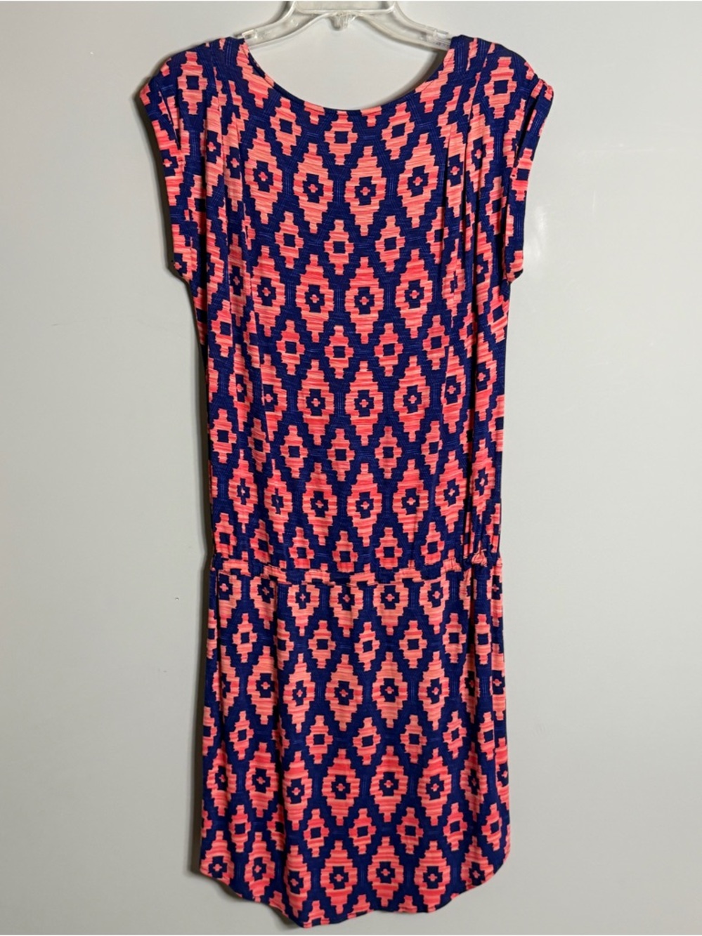 Tori Richard Honolulu Women's Navy and Coral Geo Print Dress Size M - Picture 5 of 11